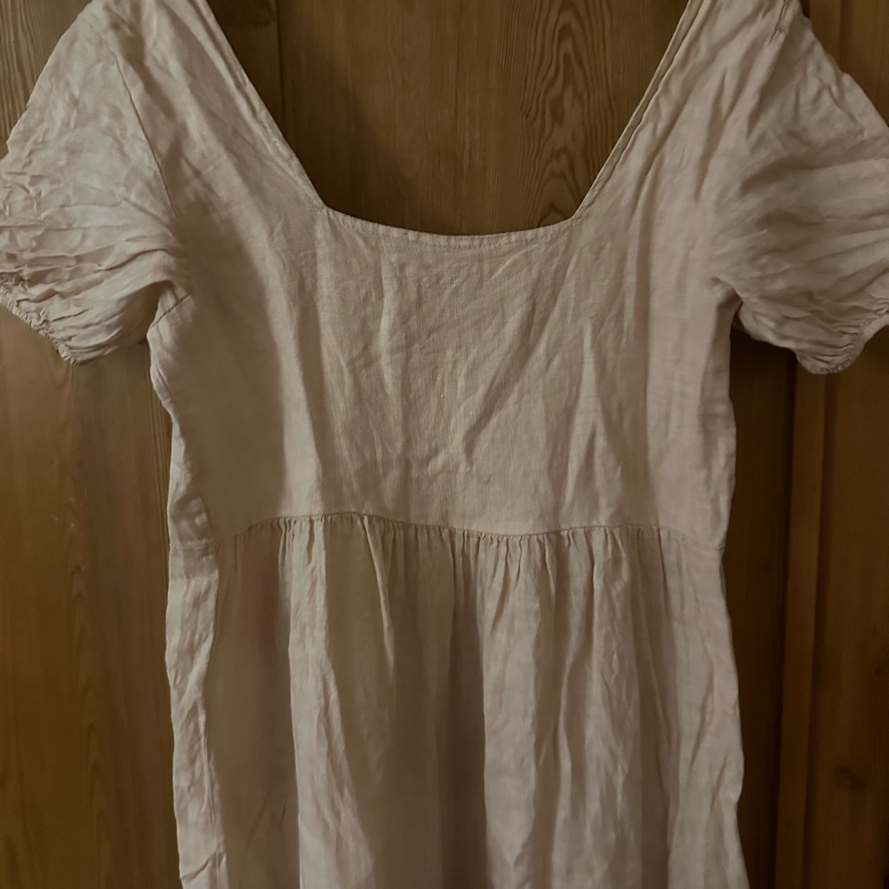 Women's Pink Maxi Dress with Puff Sleeves - Picture 2 of 5